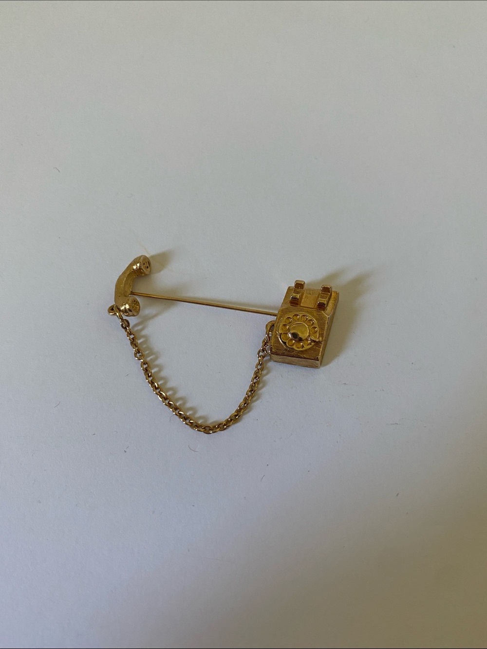 Vintage Avon Telephone Lapel Pin Gold Tone